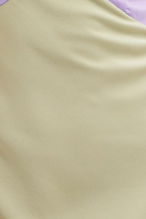 Multi Slip Dress Midi V Neck Colour Block Satin
