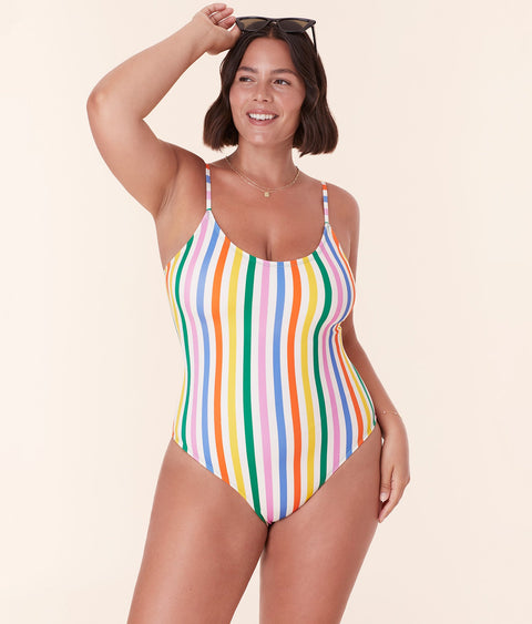 The Amalfi One Piece - Eco Nylon - Rainbow Stripe - Classic