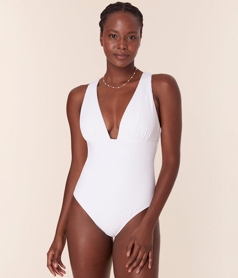 The Mykonos One Piece - Ribbed - White - Long Torso