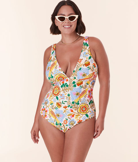 The Augustine One Piece - Eco Nylon - Bird Floral - Classic