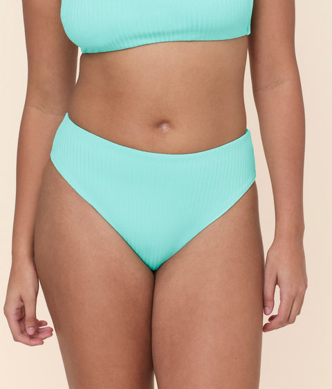 The 90s High Waist Bikini Bottom - Wide Rib - Opal