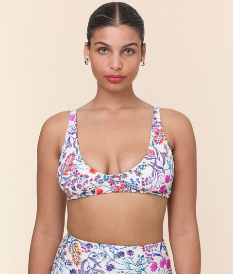 The Mila Bikini Top - Eco Nylon - Botanical Floral