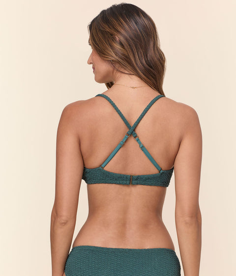 The Valencia Bikini Top - Textured Weave - Seaweed