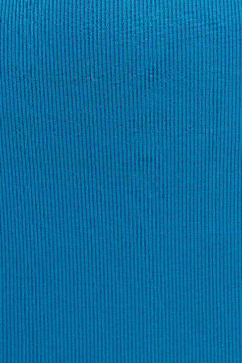 Blue Ribbed Evening Dress Strapless