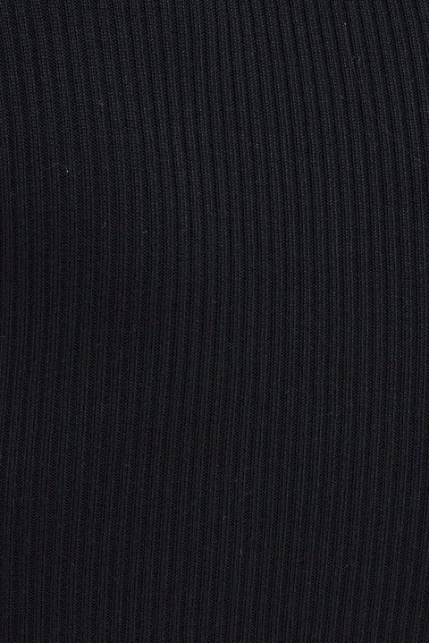 Black Midi Dress Long Sleeve Keyhole Bodycon Rib Knit