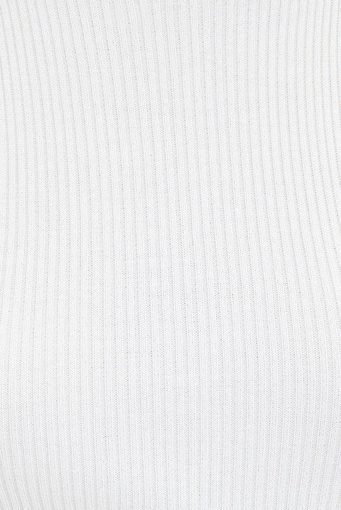 White Midi Dress Long Sleeve Keyhole Bodycon Rib Knit