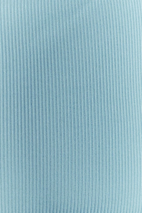 Blue Midi Dress Ribbed Cut Out