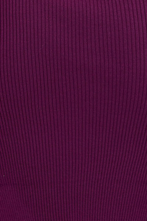 Purple Midi Dress High Neck Knit