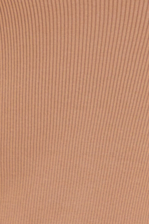 Beige Midi Dress Round Neck Colour Blocked Knit