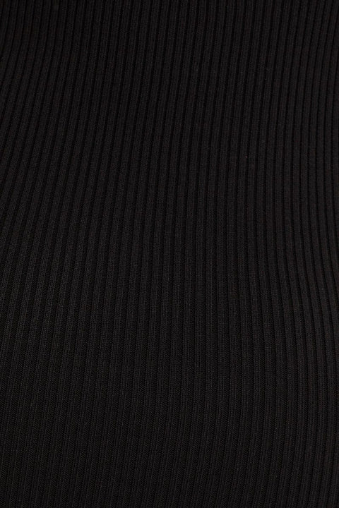 Black V Neck Kint Midi Dress