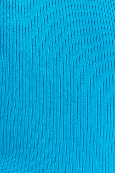 Blue Bodycon Midi Dress Round Neck Knit