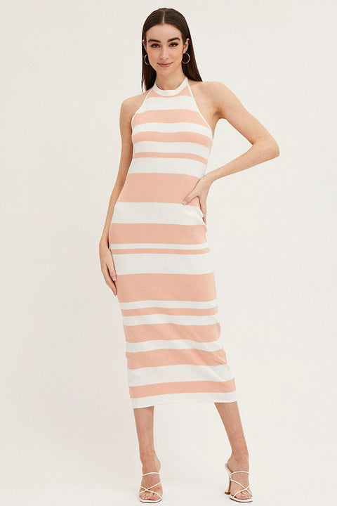 Multi Kint Midi Dress