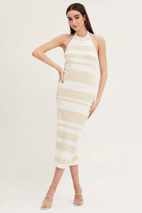 Multi Kint Midi Dress