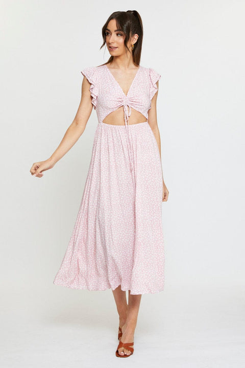 Ditsy Print Maxi Dress Sleeveless V Neck