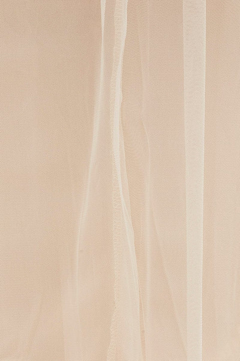 Beige Midi Dress Backless V Neck Lace